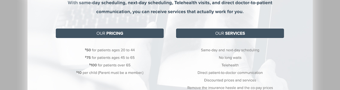 View of Vieux Care's website, designed by Entermotion, a Wichita web-design studio.